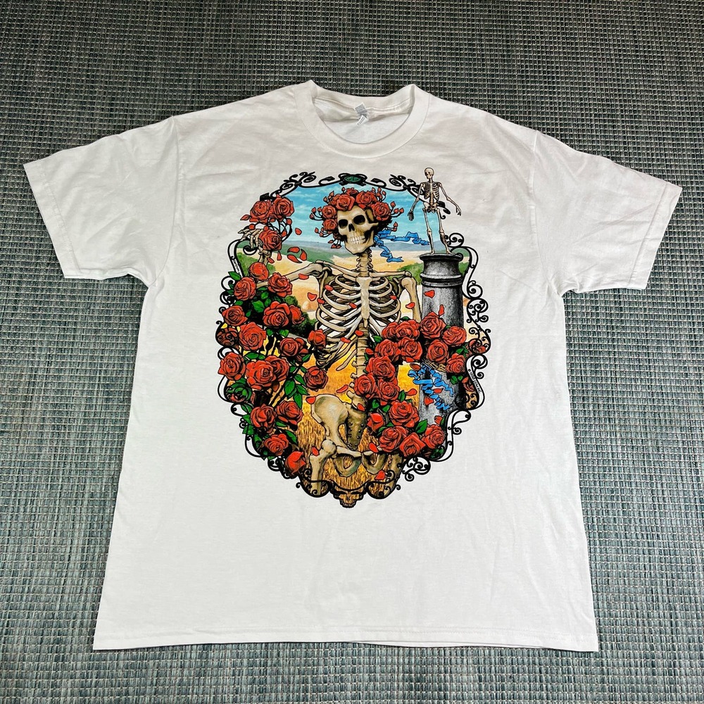 Liquid Blue White Grateful Dead Rock Band Signed P. Maguire Men’s Sz L New